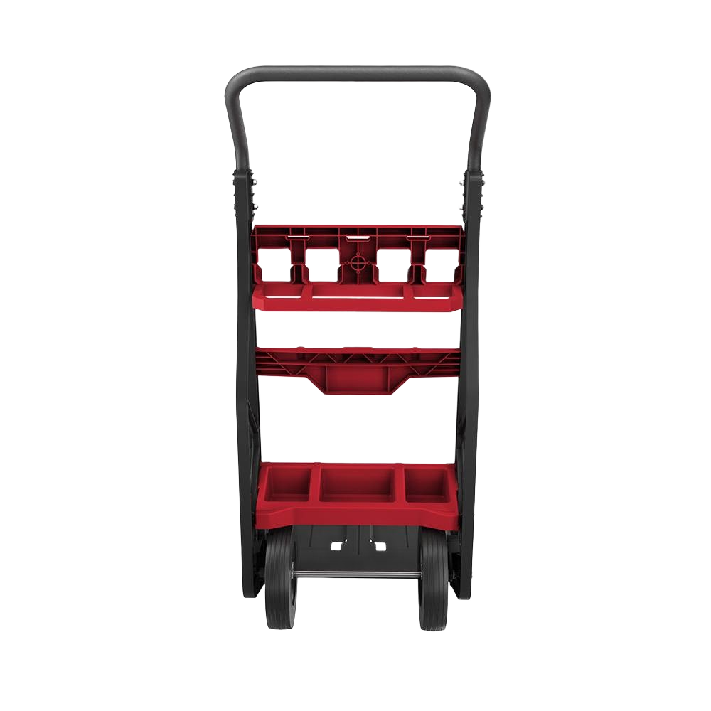 Red and black two-wheel cart with multiple trays for organizing tools in Storage & Organization collections