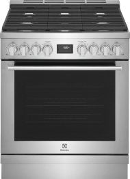 30-inch stainless steel freestanding gas range with front controls, six burners, and large oven window from Gas Ranges collection