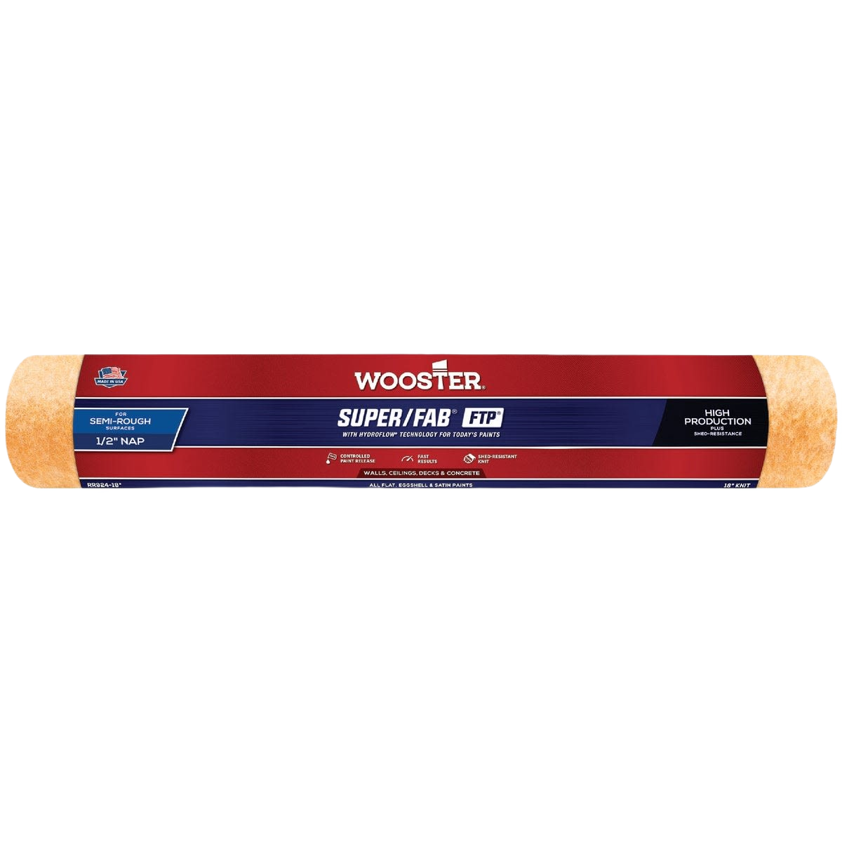 Semi-rough knit fabric paint roller cover designed for superior performance with flat and satin finishes in home improvement tools collections