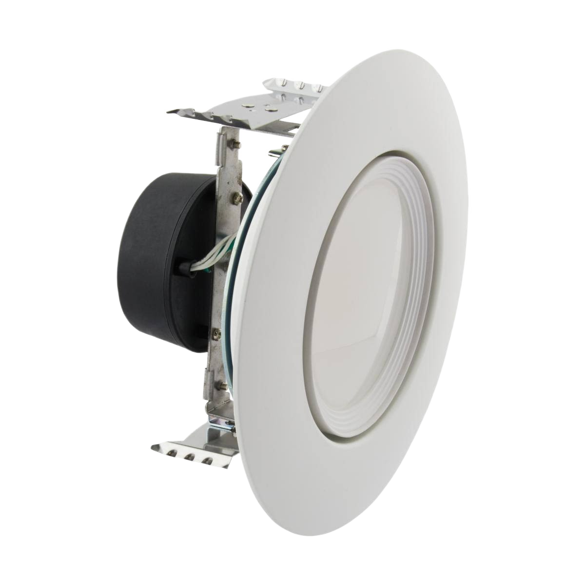 White LED dimmable directional recessed downlight with adjustable trim for indoor lighting and home improvement projects