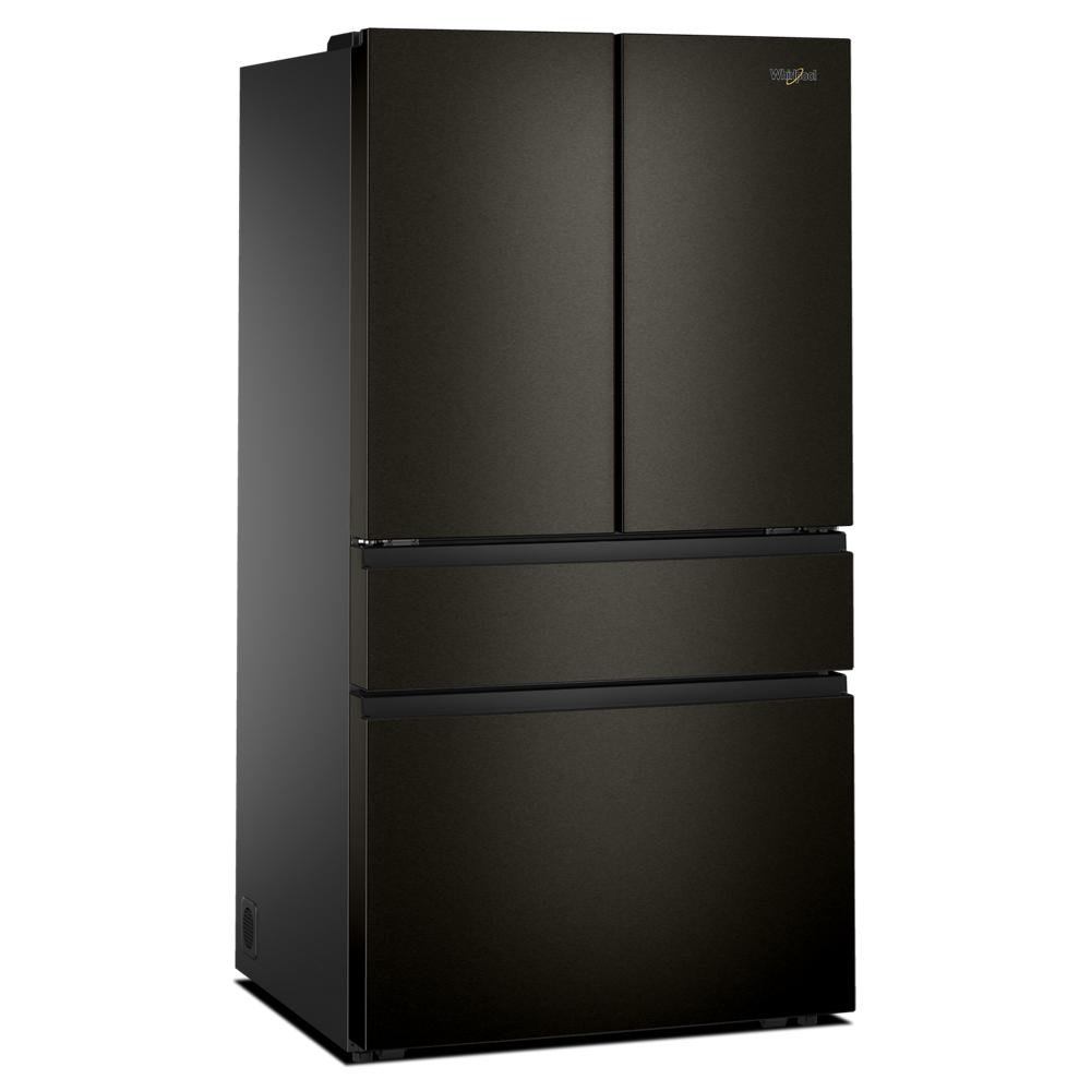 Black Whirlpool French door refrigerator with two freezer drawers in kitchen appliances and refrigerators collection