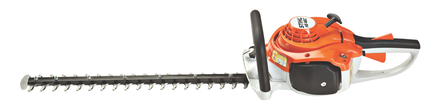 Lightweight orange and black gas-powered hedge trimmer designed for landscaping and home improvement tasks