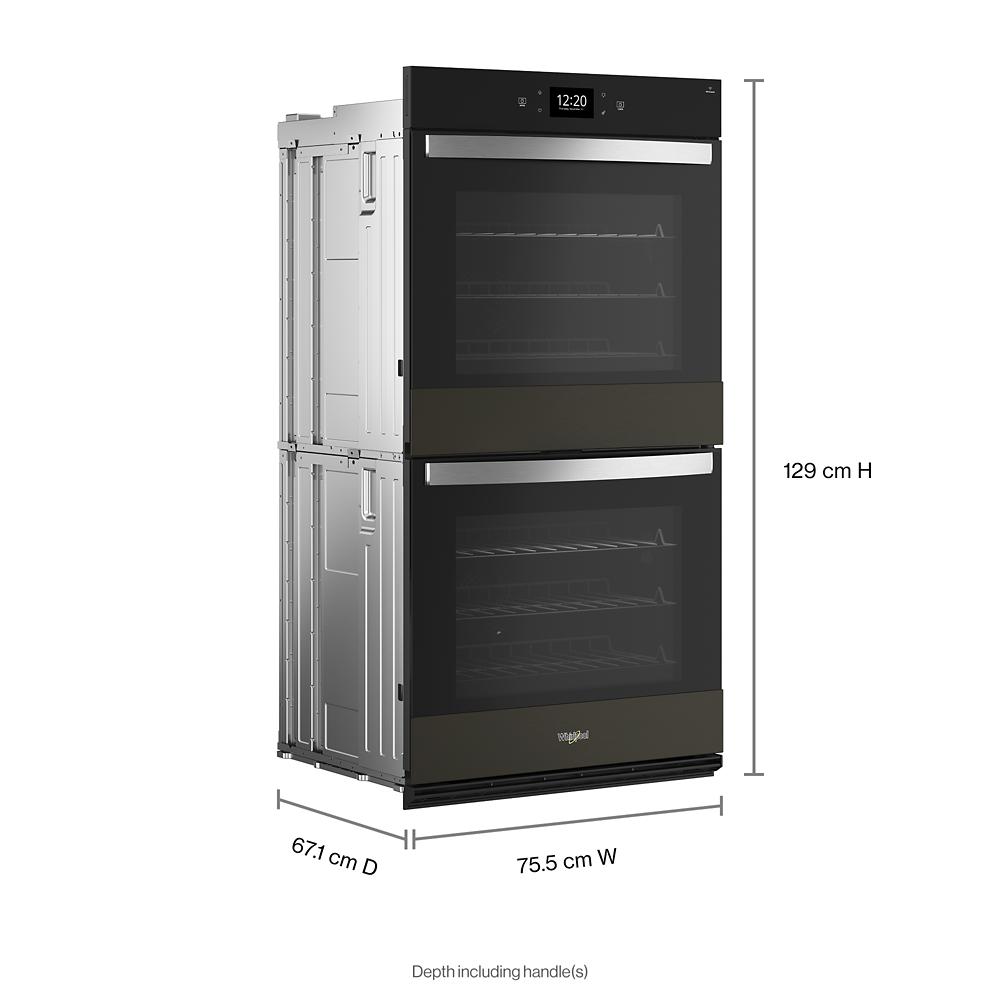 Double black smart wall oven with digital display and stainless steel handles, part of Kitchen & Kitchenware collection