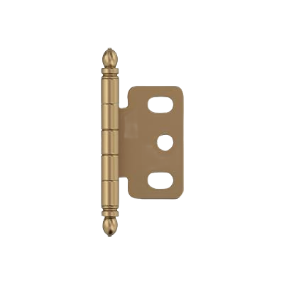 Champagne bronze partial wrap cabinet hinge with ball tip design for home improvement projects