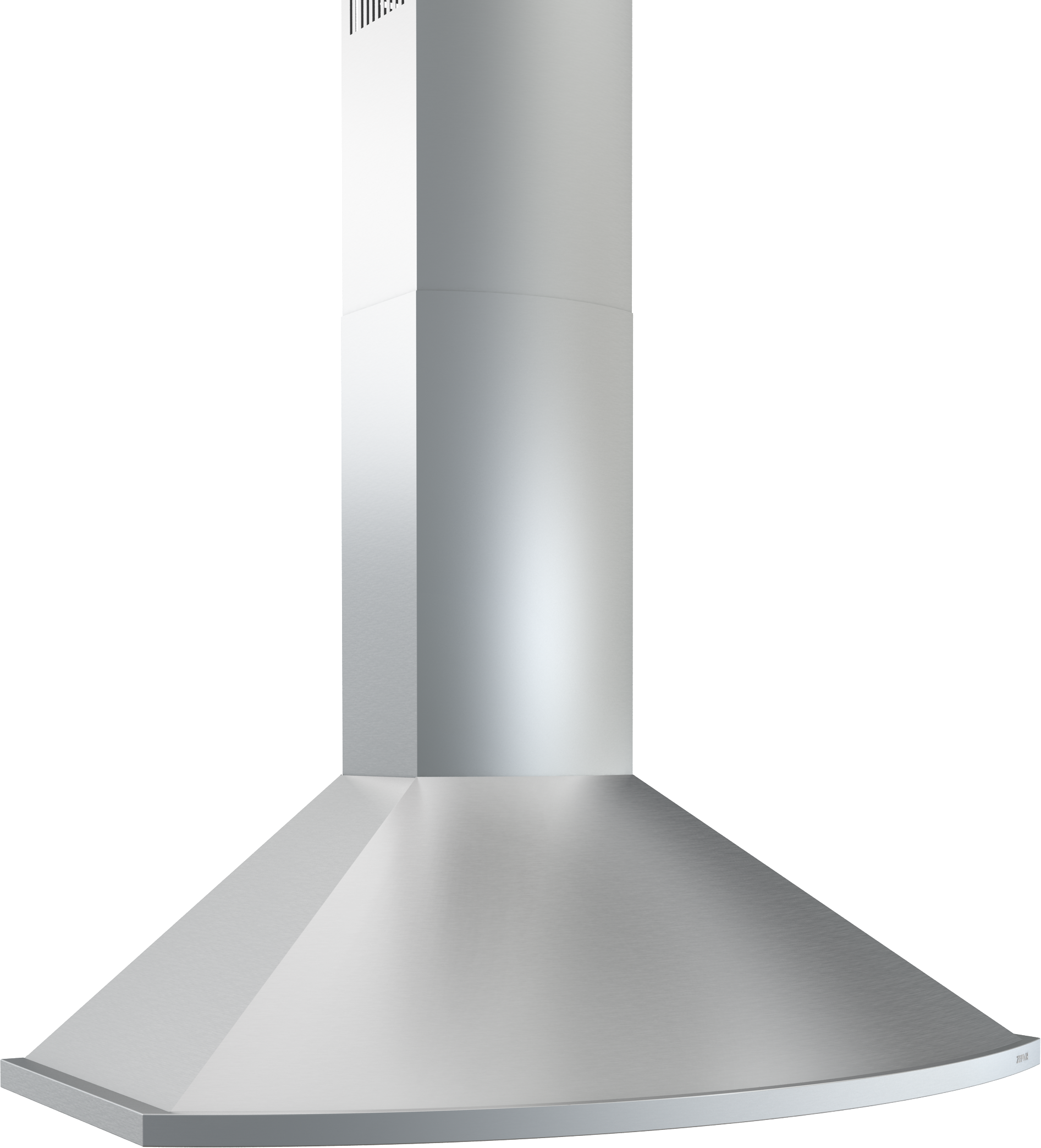Stainless steel chimney hood with angular design and ventilation for Over the Range Hoods and Kitchen & Kitchenware collections