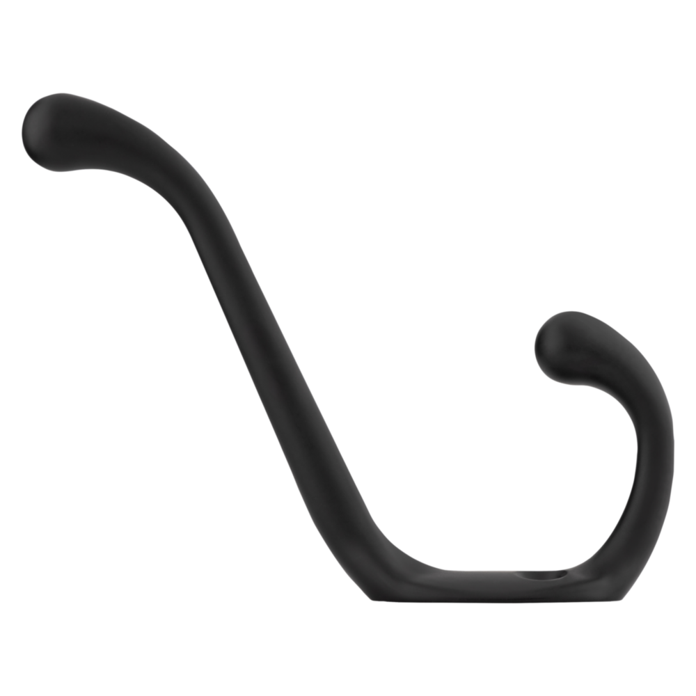 Matte black heavy-duty garment hook with curved design for closet accessories and home organization under $50