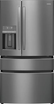 Matte stainless steel 4-door French door refrigerator with external water and ice dispenser in Refrigerators collection