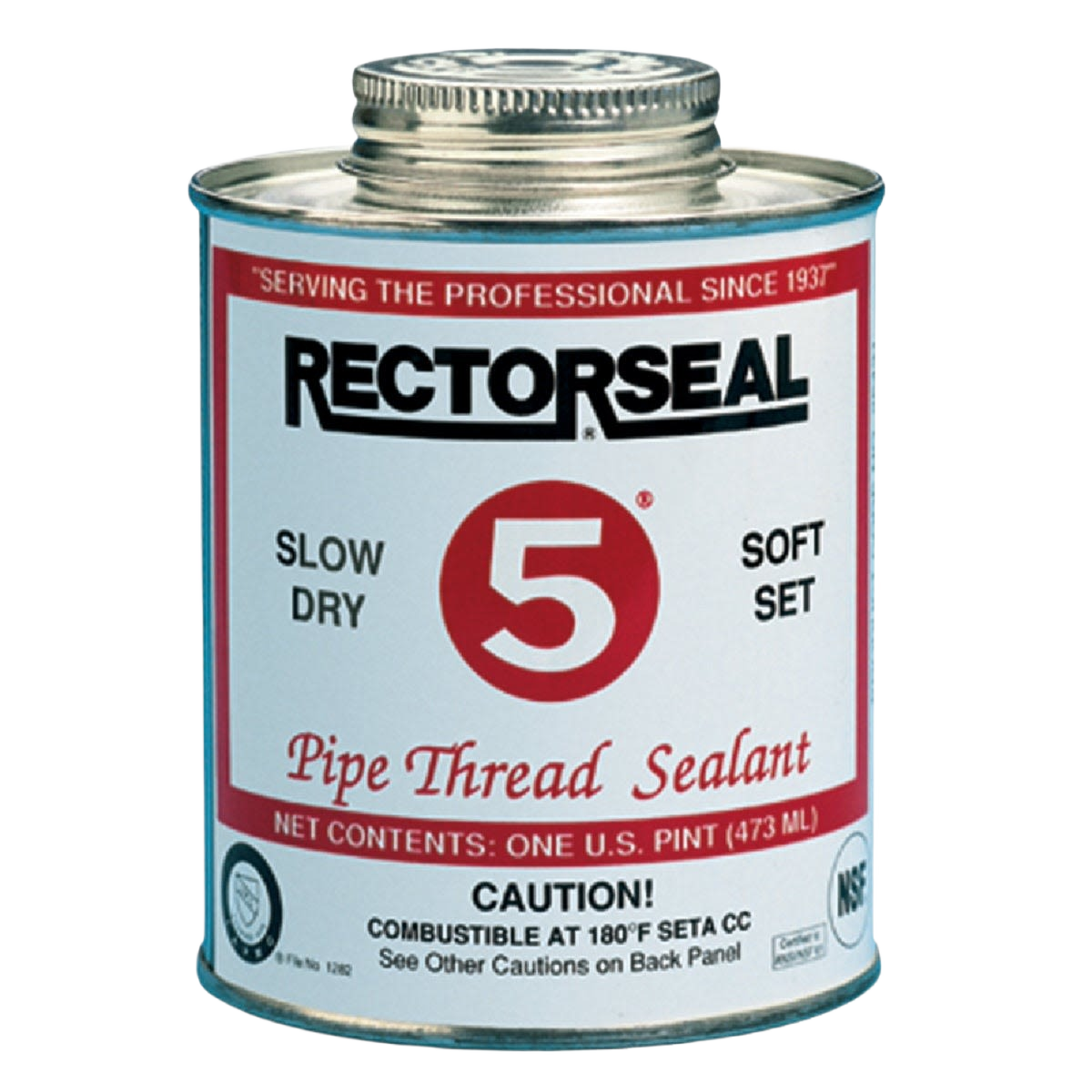 Metal can of yellow pipe thread sealant with slow dry and soft set features for plumbing and home improvement