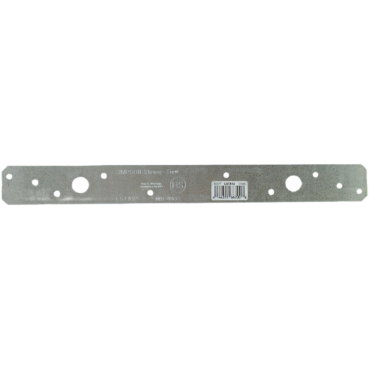 Galvanized steel strap tie with multiple holes for structural support in lumber and fasteners collections under $50
