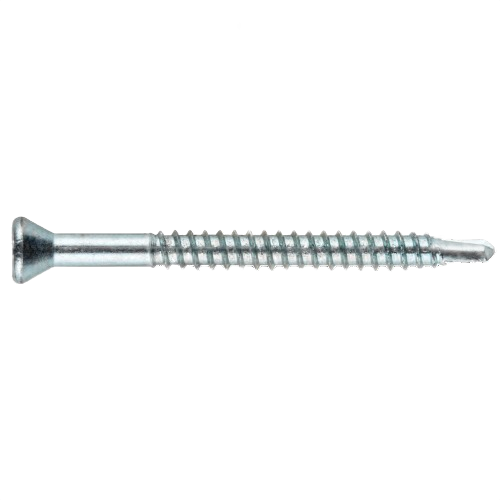 Metallic blade washer screw with flat head and sharp threaded body for tools and home improvement tasks