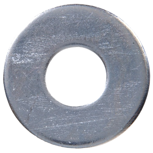 Flat zinc-plated washer for increasing bearing surface under nuts or bolts in hardware and fasteners collections