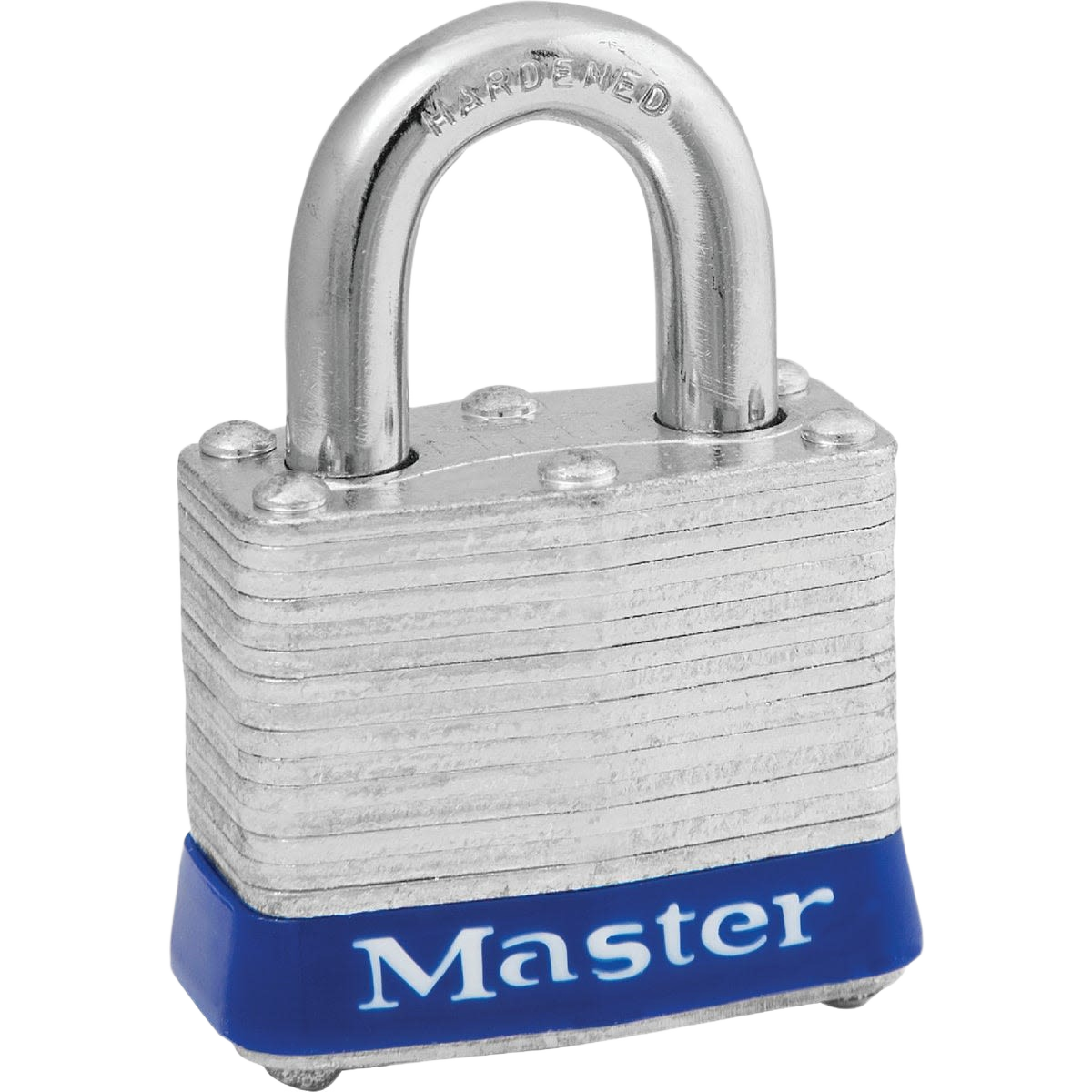 Laminated steel security padlock with blue base, suitable for hardware and fasteners in home improvement tools collection