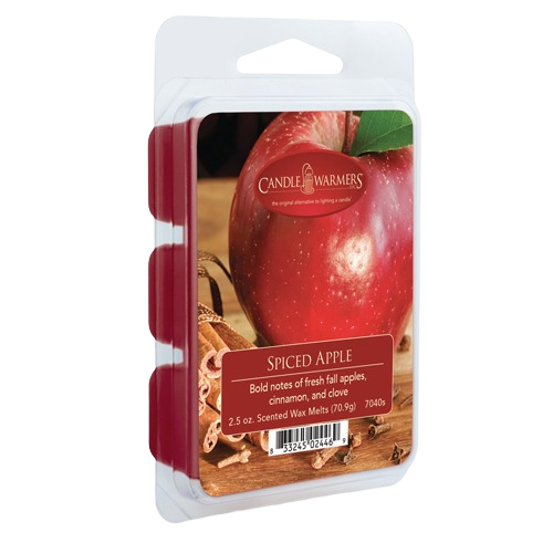 Package of spiced apple scented wax melts with cinnamon and clove for home fragrance and comfort