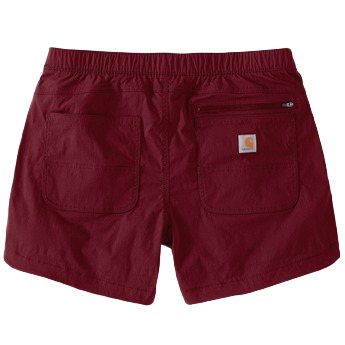 XXL relaxed fit women's work shorts in bordeaux with ripstop fabric and rear zip pocket detail