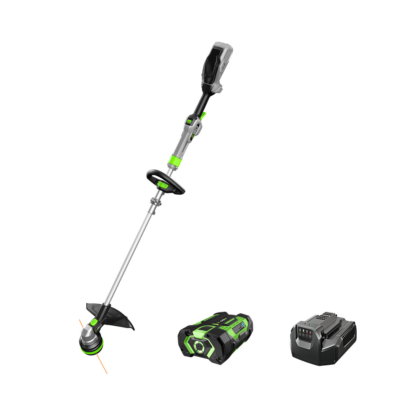 Cordless string trimmer with battery and charger in outdoor power equipment and lawn care tools collection