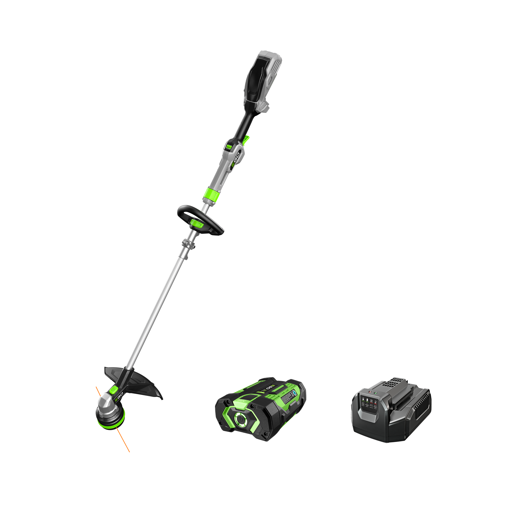 Cordless string trimmer with battery and charger in outdoor power equipment and lawn care tools collection