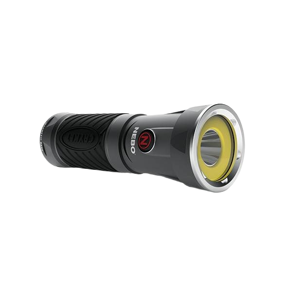 Rechargeable handheld work and spot flashlight with pivoting head for woodworking and home improvement tasks
