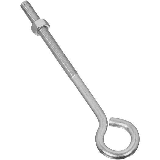 Zinc-plated 5/16" x 6" eye bolt with hex nut, part of hardware and fasteners for home improvement projects