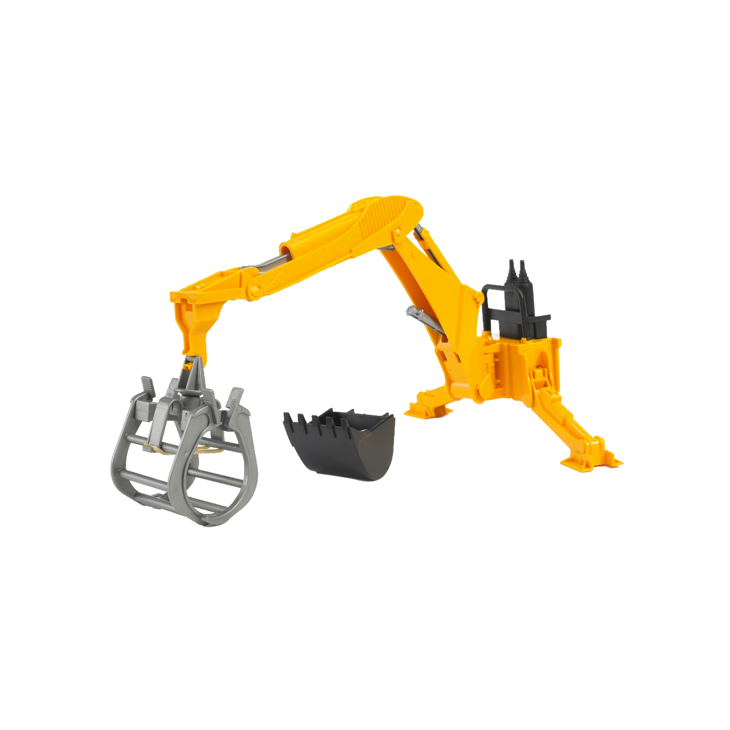 Yellow and gray functional rear hydraulic digger arm toy for Bruder tractors in Vehicles & Remote Controlled Toys collection