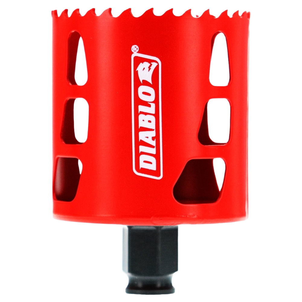 Red metal hole saw with Diablo branding designed for tools and home improvement drilling tasks