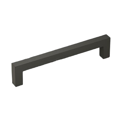 Matte black modern square cabinet pull with 5-1/16 inch center-to-center spacing for home improvement hardware