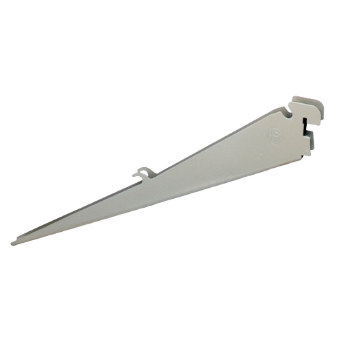 Nickel angled metal shelf bracket designed for sturdy support in home improvement and tools applications