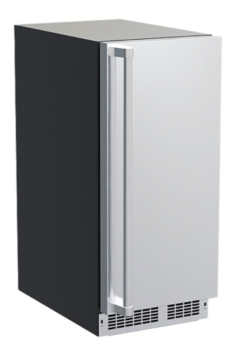 Compact stainless steel appliance with vertical handle, designed for kitchen and appliance collections including refrigerators