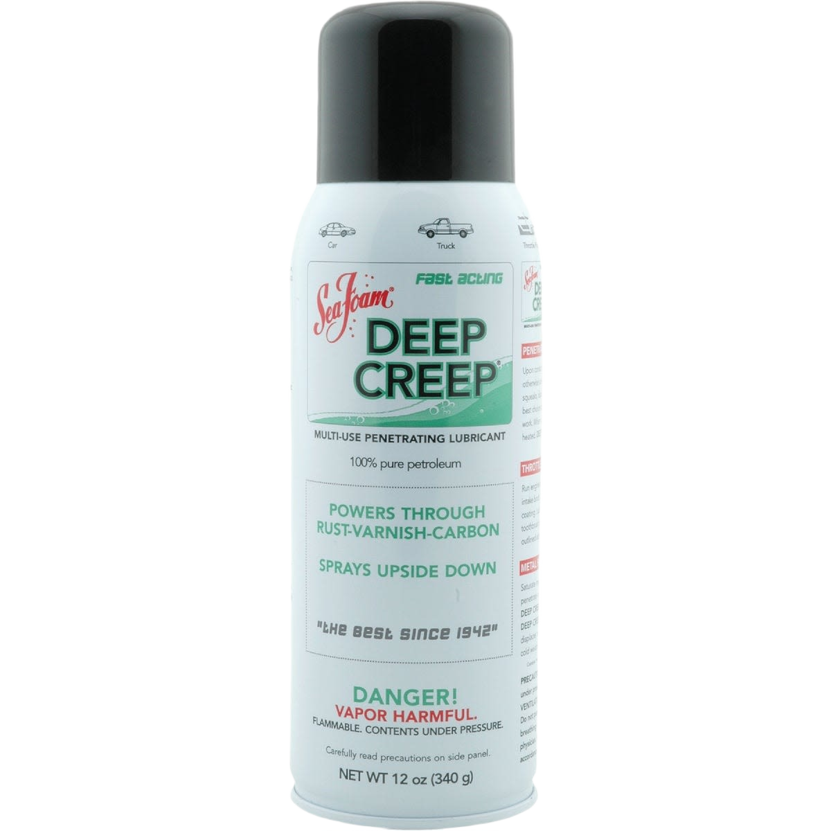 Aerosol can of deep penetrating lubricant with rust and carbon removal for tools and home improvement tasks