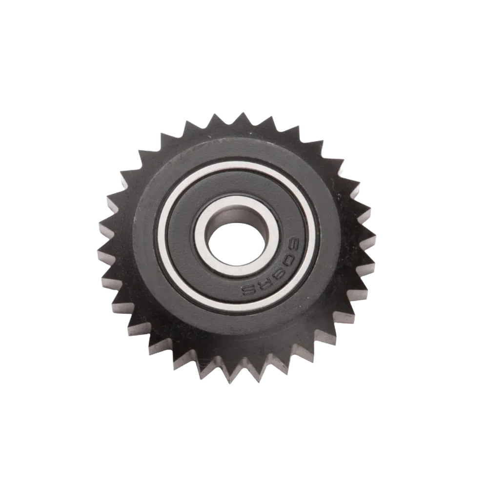 Black metal spiralling cutter blade with central bearing, designed for precision woodworking and home improvement tools.