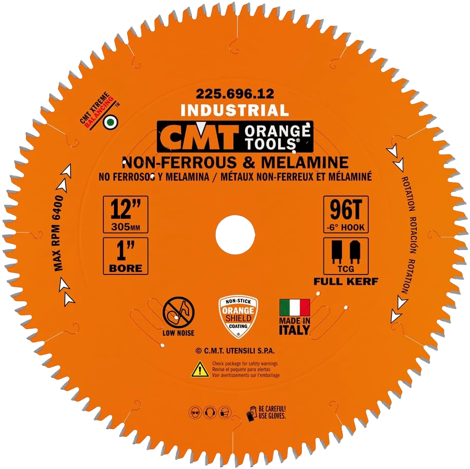 CMT Orange Tools 12” 96T Thick Non-Ferrous Metal & Melamine Saw Blade