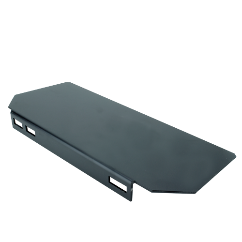 Black metal leaf mulching plate designed for mower decks, suitable for tools and home improvement tasks