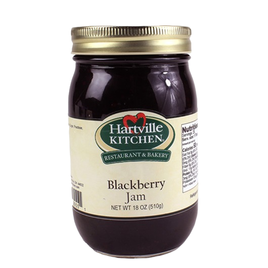Glass jar of Hartville Kitchen blackberry jam in the Jams & Jellies and Food & Beverage collections under $50