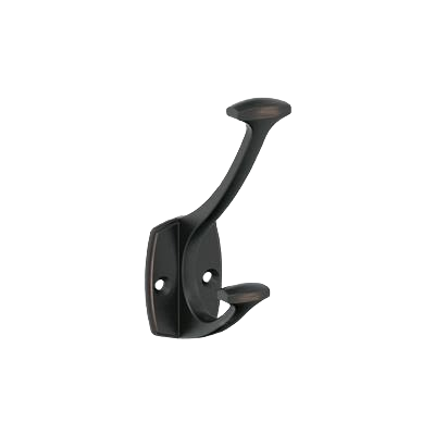 Oil-rubbed bronze two-prong wall hook for bathroom and storage with traditional design and durable finish under $50 collections