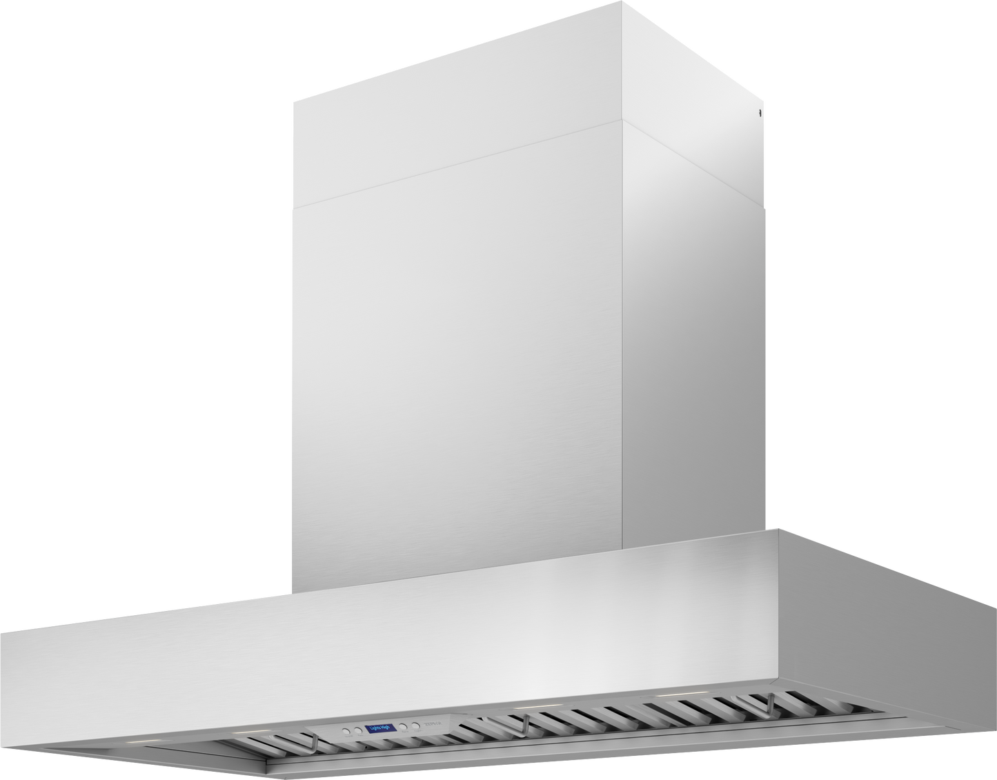 stainless steel chimney hood with PowerWave blower for over the range ventilation in kitchen appliances collection