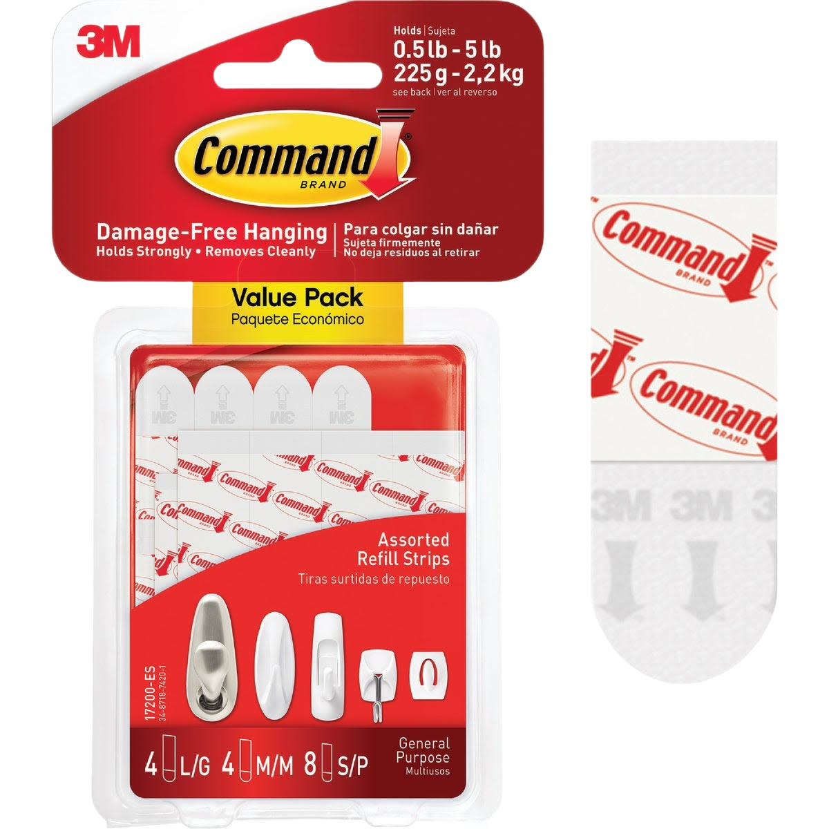 Set of white adhesive refill strips for damage-free hanging in hardware and fasteners collections under $50