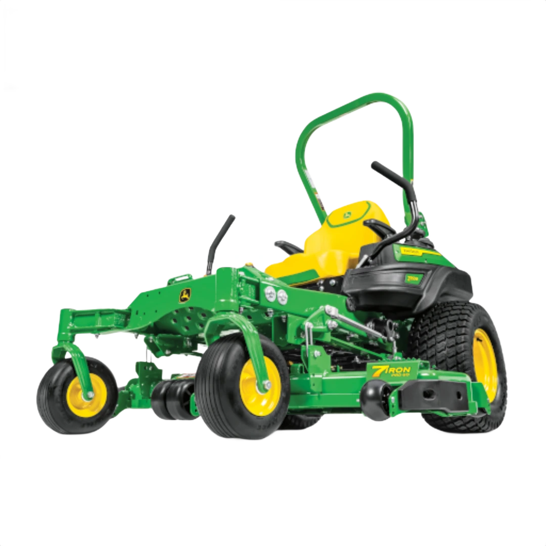Green and yellow commercial zero-turn mower with 60-inch deck and heavy-duty tires for lawn and garden use