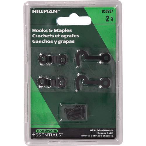 Hillman oil rubbed bronze hooks and staples 2-pack with screws for furniture and cabinet hardware tools under $50 collection