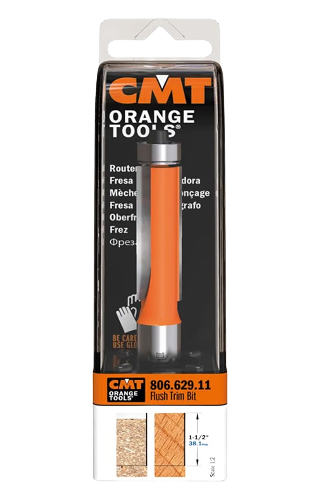 CMT Orange Tools 1/2" x 1-1/2" x 3-11/16" Flush Trim Bit, 1/2" Shank, Rh