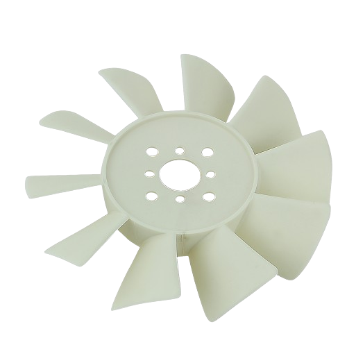 Cream-colored 10-blade hydrostatic pump fan designed for John Deere outdoor power tools and engine parts.