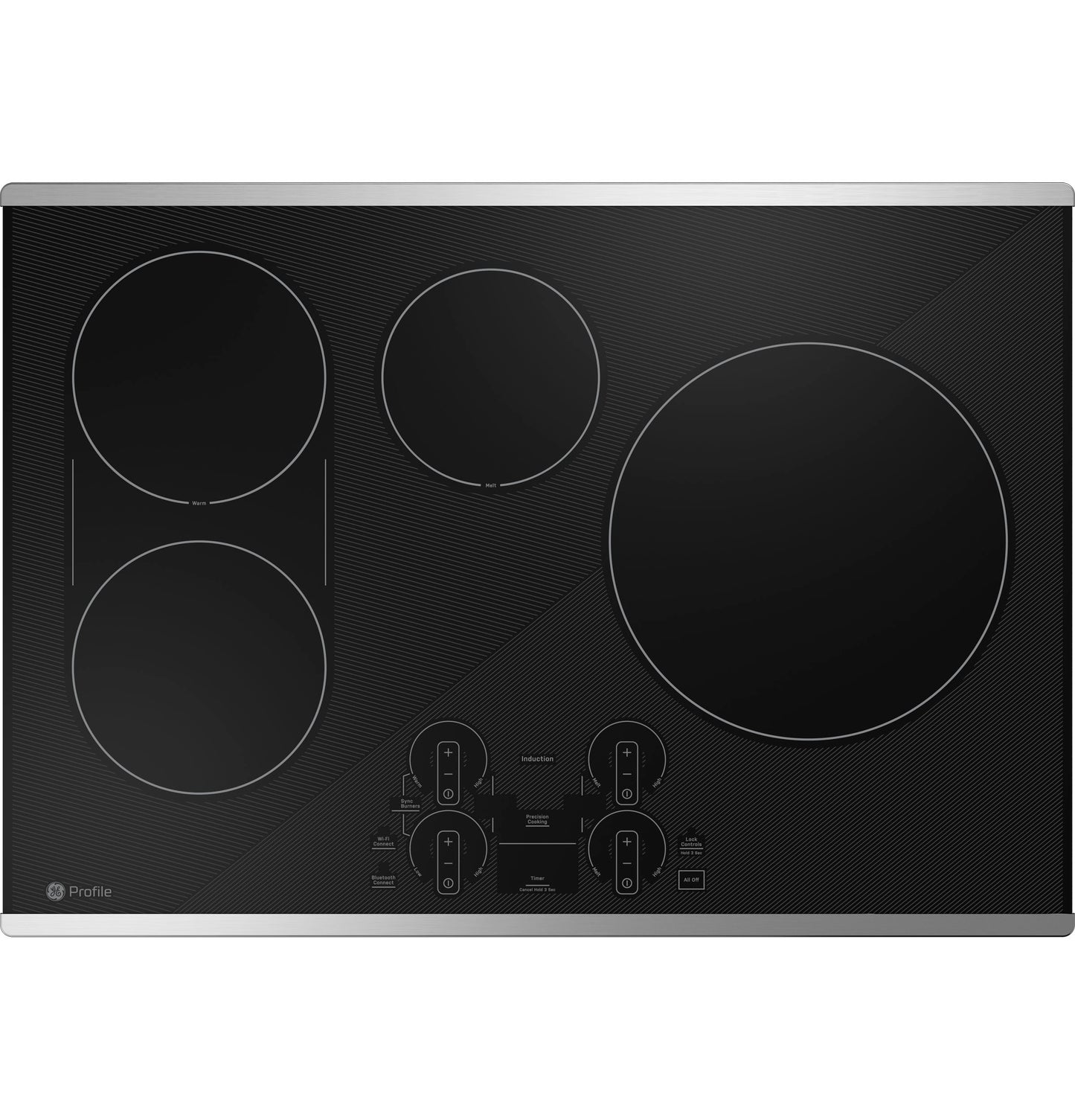 Black built-in induction cooktop with four cooking zones and touch controls for induction cooktops collection