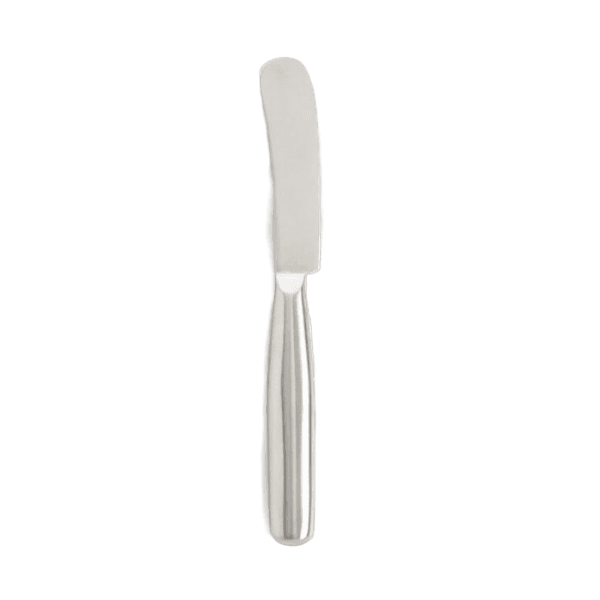 Brushed stainless steel cheese spreader designed for soft cheeses and condiments in kitchen utensils collection