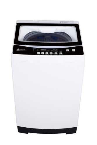 White compact top load washer with digital controls and clear lid in Washers and Appliances collections
