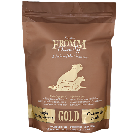 Brown bag of Fromm Gold Weight Control adult dog food in 5-pound size from Pet Food and Dog Food collections