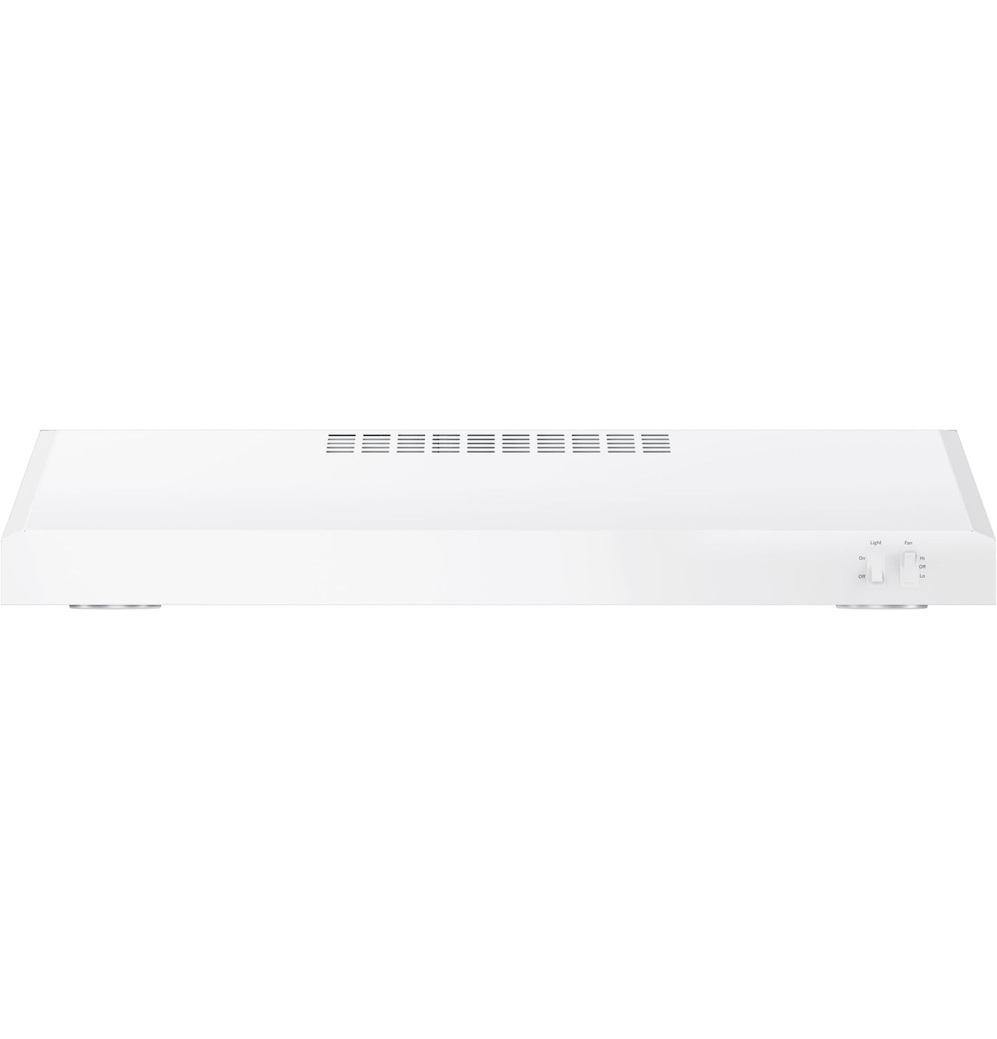 White under cabinet range hood with vent and manual control knobs from kitchen appliances and range hoods collection