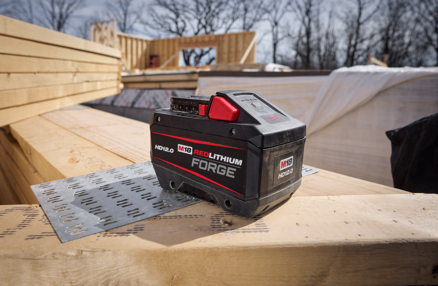 High-capacity cordless lithium battery pack with durable housing for heavy-duty power tool use in home improvement projects