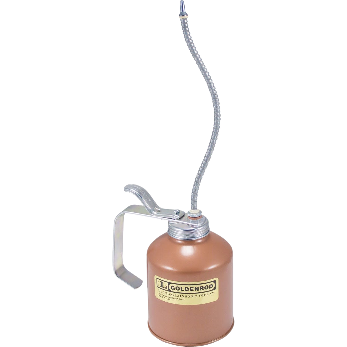 Industrial pump oiler with flexible steel spout for precise lubrication in automotive and home improvement projects
