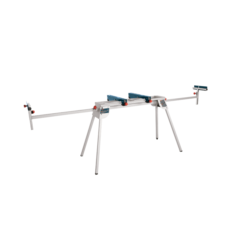 Adjustable folding-leg miter saw stand with roller supports for versatile tool accessory use in home improvement projects