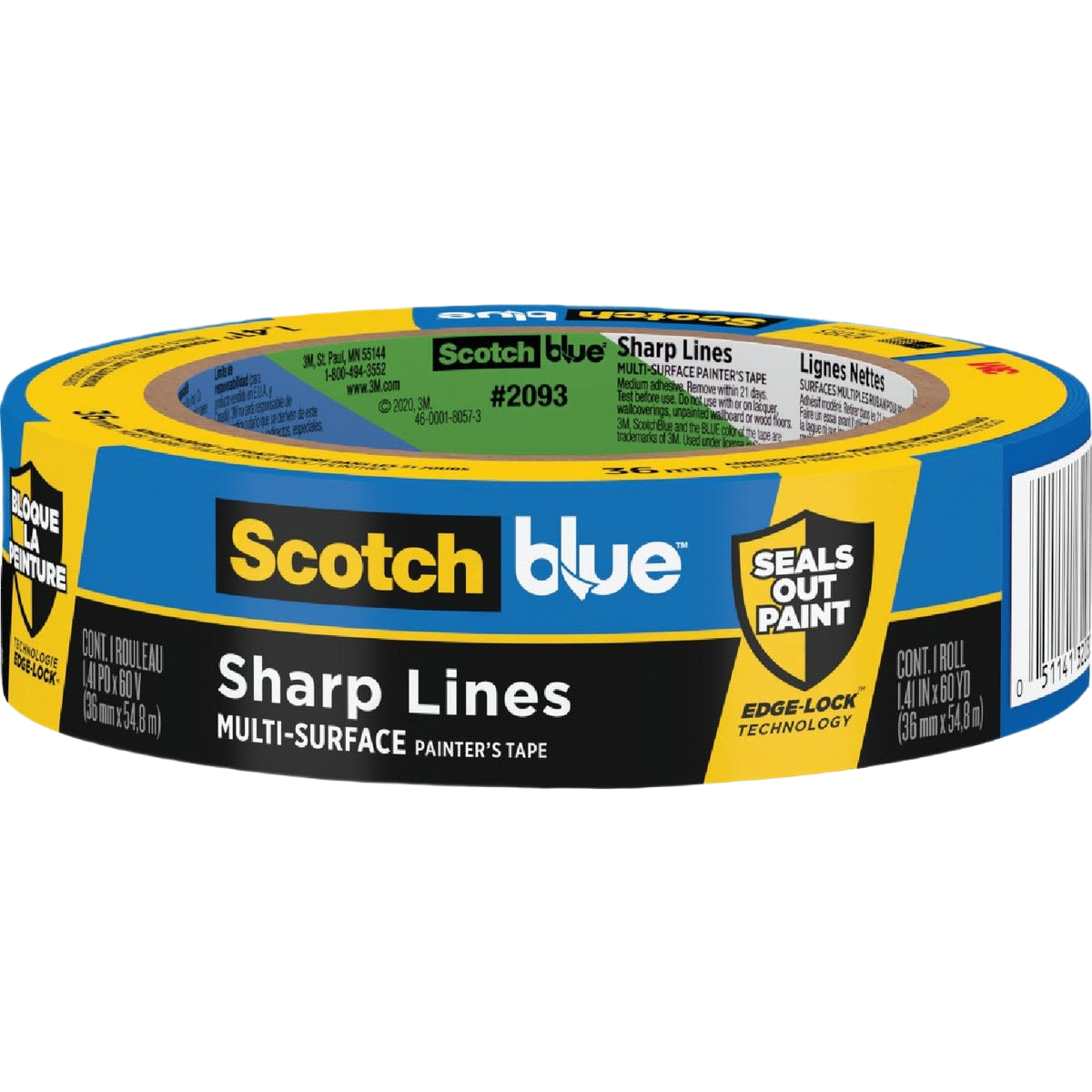 Roll of blue painter's tape with sharp lines printing and Edge-Lock technology for home improvement tools collection