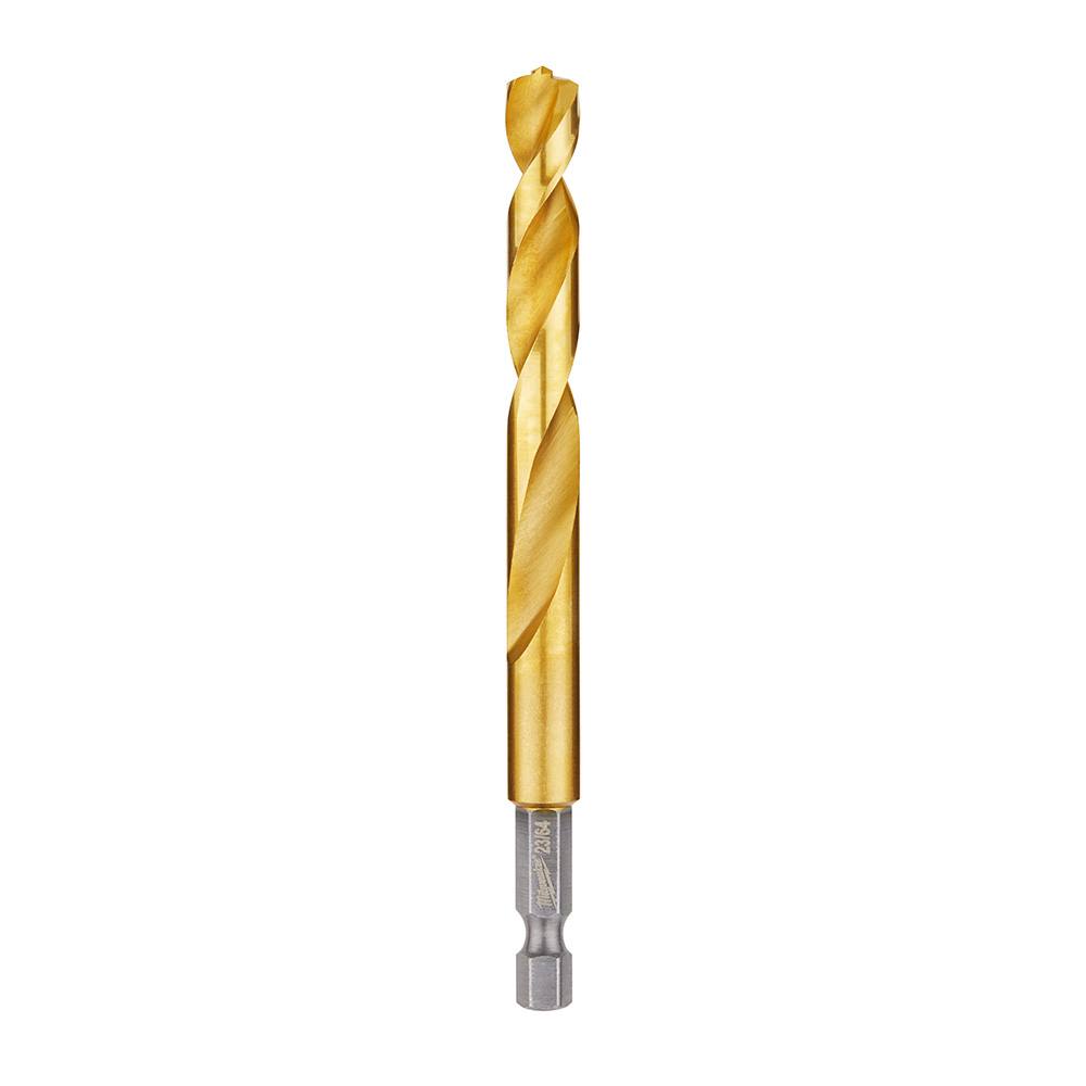 Gold titanium drill bit with SHOCKWAVE™ design for impact duty in tool accessories and drill bits collections under $50