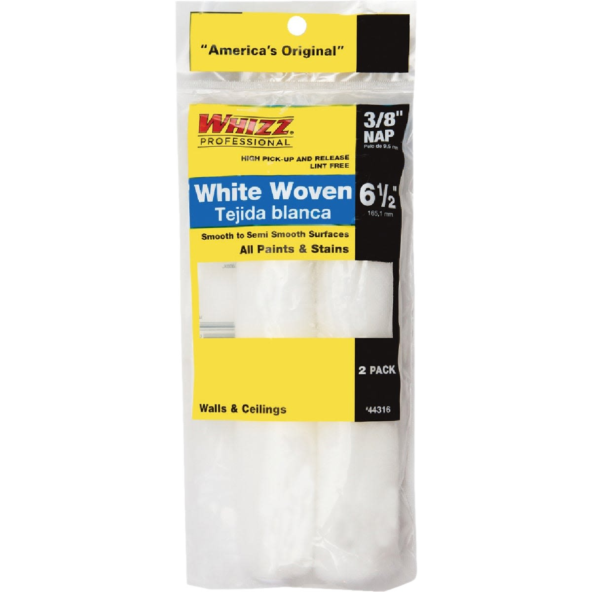 Two-pack white woven fabric roller covers for smooth surfaces in paint supplies and home improvement collections